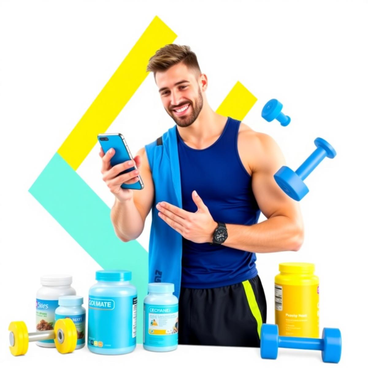 Pessoa fitness conferindo ofertas no celular
